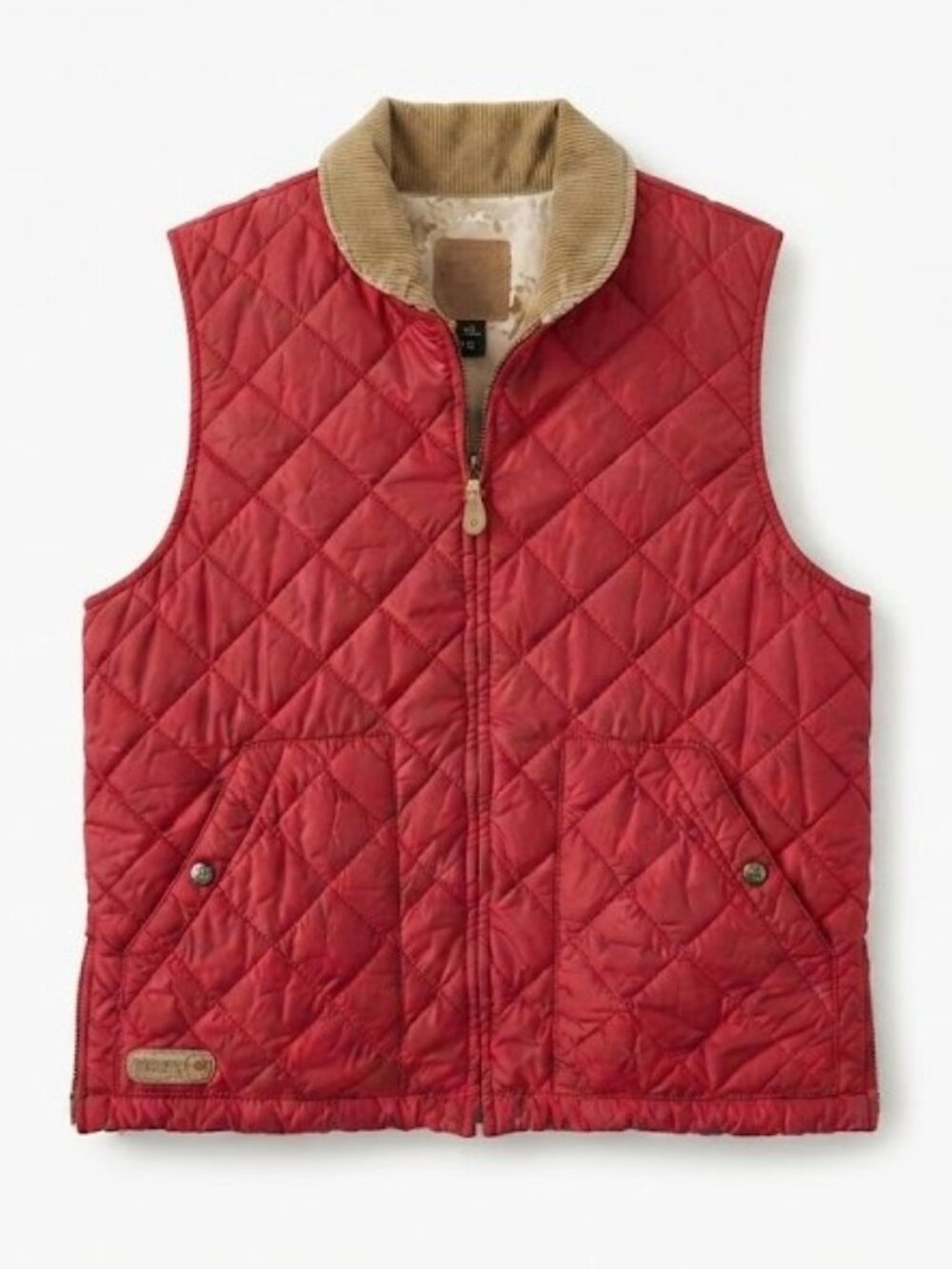 Ralph Lauren Red Quilted Vest with Tan Corduroy Collar